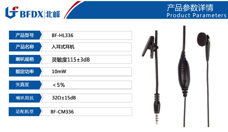 北峰HL336專用耳機線