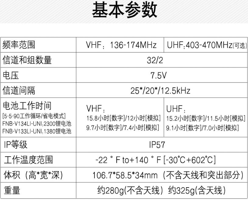 威泰克斯EVX-531防爆對(duì)講機(jī)參數(shù)