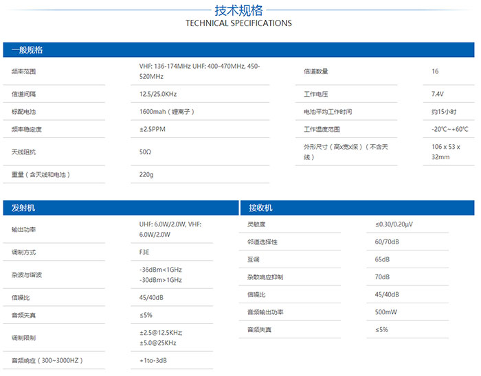 靈通LH600對(duì)講機(jī)規(guī)格